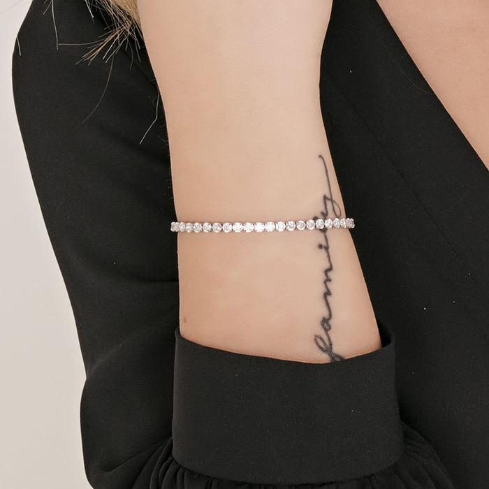 WOMEN'S TENNIS BRACELET IN STEEL WITH WHITE CRYSTALS