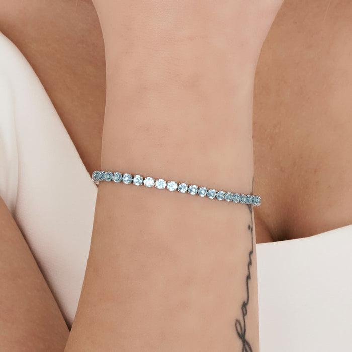 WOMEN'S TENNIS BRACELET IN STEEL WITH BLUE CRYSTALS
