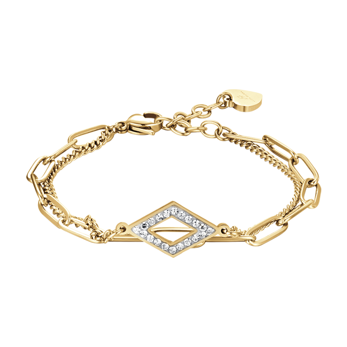 BRACELET FEMME EN ACIER DORÉ IP AVEC CRISTAUX BLANCS