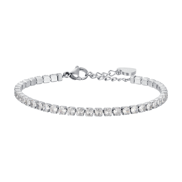 WOMEN'S TENNIS BRACELET IN STEEL WITH 4MM WHITE CRYSTALS
