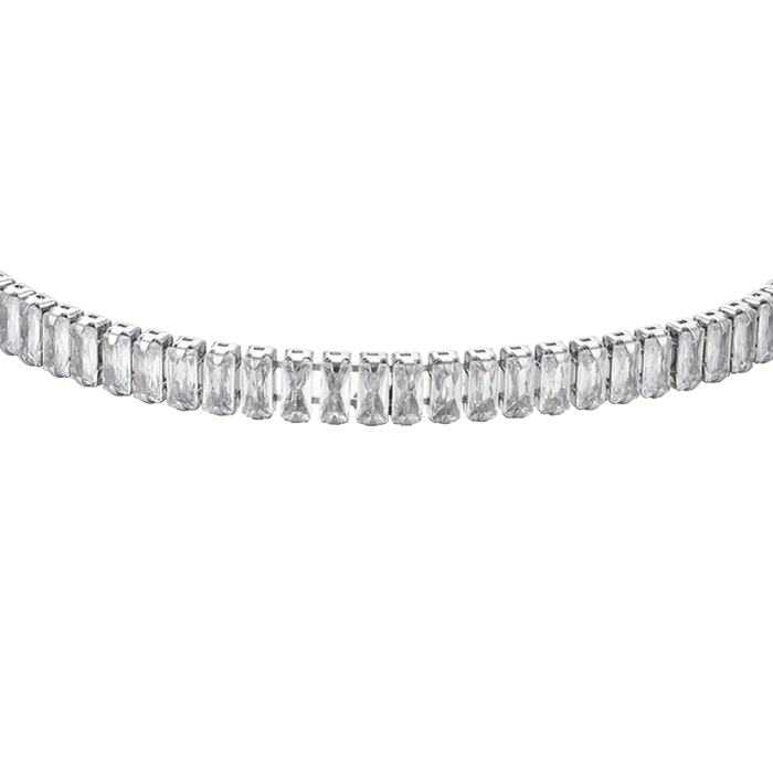 BRACELET DE TENNIS FEMME EN ACIER AVEC CRISTAUX BAGUETTE BLANCS
