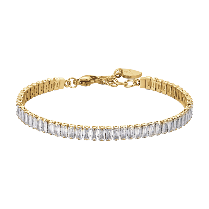 BRACELET DE TENNIS FEMME EN ACIER AVEC CRISTAUX BAGUETTE BLANCS