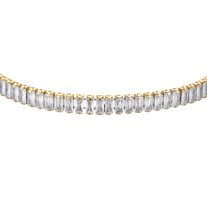BRACELET DE TENNIS FEMME EN ACIER AVEC CRISTAUX BAGUETTE BLANCS
