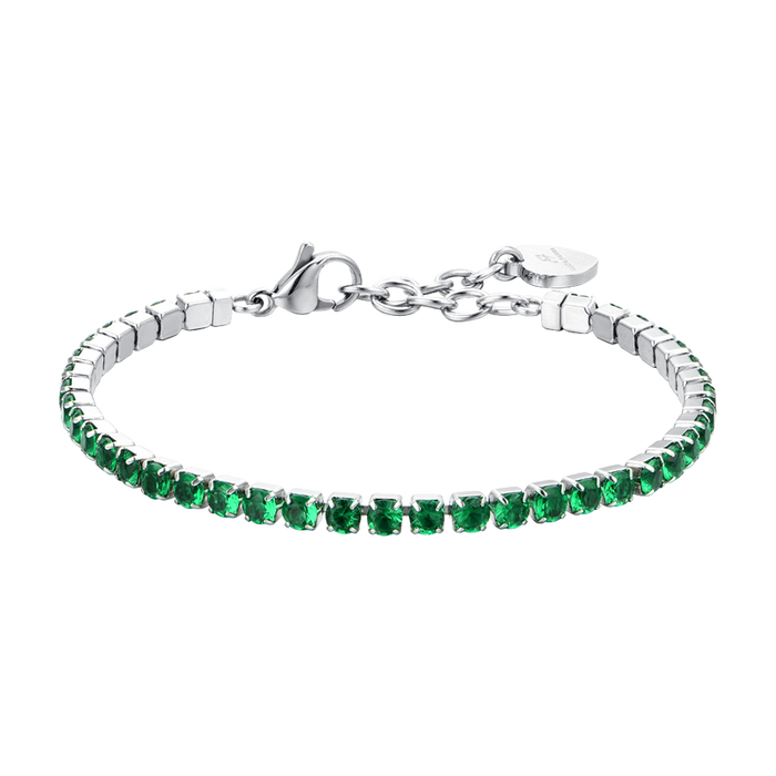 WOMEN'S TENNIS BRACELET WITH GREEN CRYSTALS