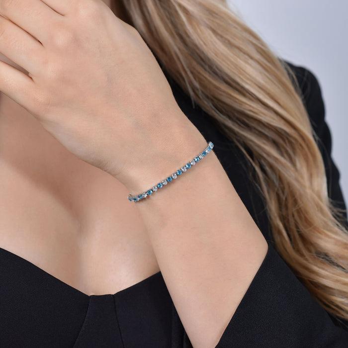 WOMEN'S TENNIS BRACELET WITH BLUE AND WHITE CRYSTALS
