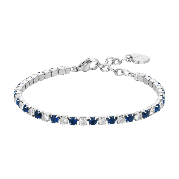 WOMEN'S TENNIS BRACELET WITH BLUE AND WHITE CRYSTALS