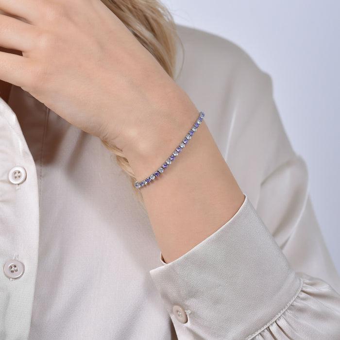 WOMEN'S TENNIS BRACELET PURPLE AND WHITE CRYSTALS