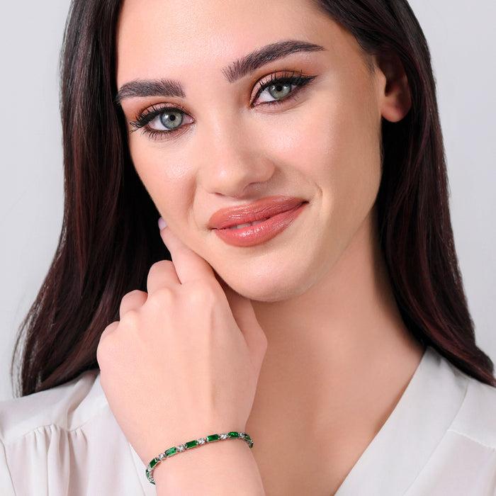 BRACCIALE TENNIS DONNA IN ACCIAIO ZIRCONI VERDI
