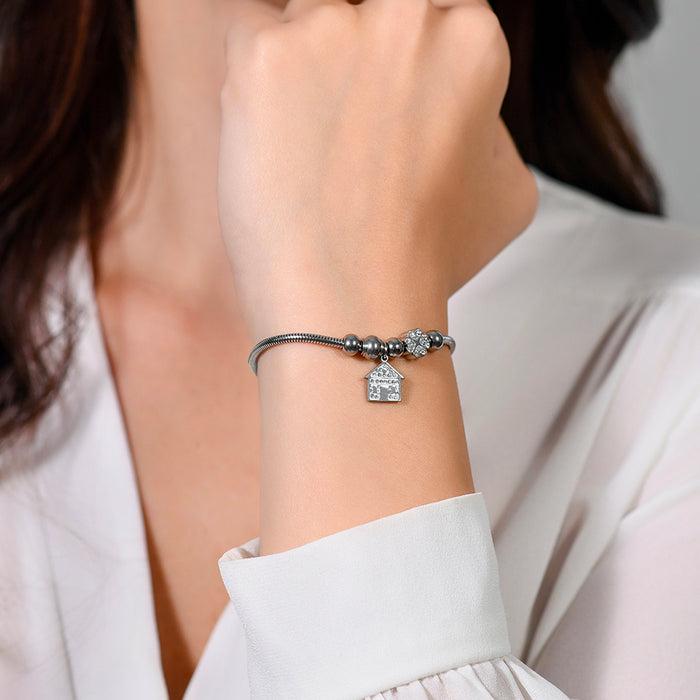 BRACELET FEMME EN ACIER, MAISON ET CRISTAUX