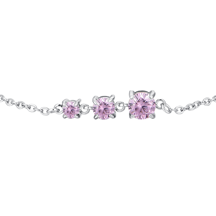BRACCIALE DONNA IN ACCIAIO CON ZIRCONI ROSA