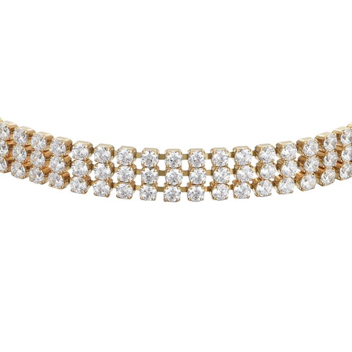 BRACCIALE TENNIS DONNA IN ACCIAIO IP GOLD CON ZIRCONI BIANCHI