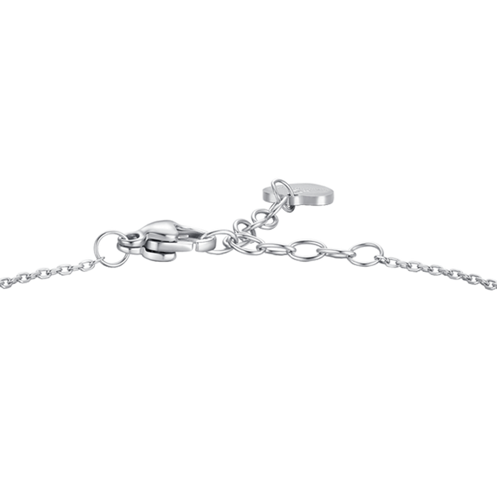 BRACCIALE DONNA IN ACCIAIO CON PENDENTE FIORE E PETALI ZIRCONE BLU