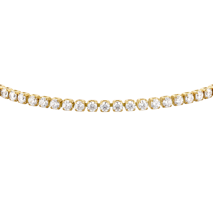 BRACCIALE TENNIS DONNA IN ACCIAIO CON ZIRCONI BIANCHI COLORE ORO