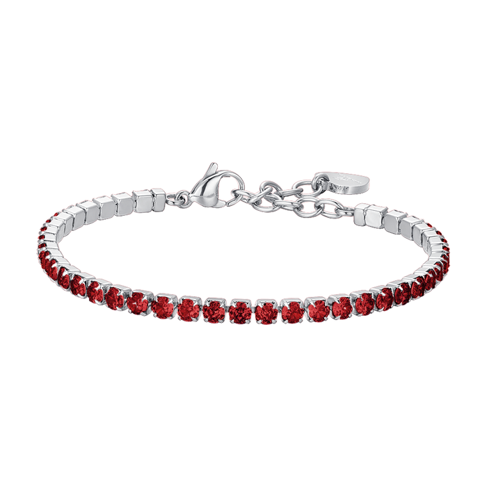 BRACCIALE DONNA TENNIS IN ACCIAIO CON CRISTALLI ROSSI