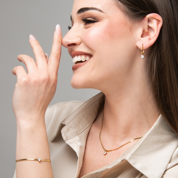 BRACCIALE DONNA IN ACCIAIO COLORE ORO CON ZIRCONE BIANCO
