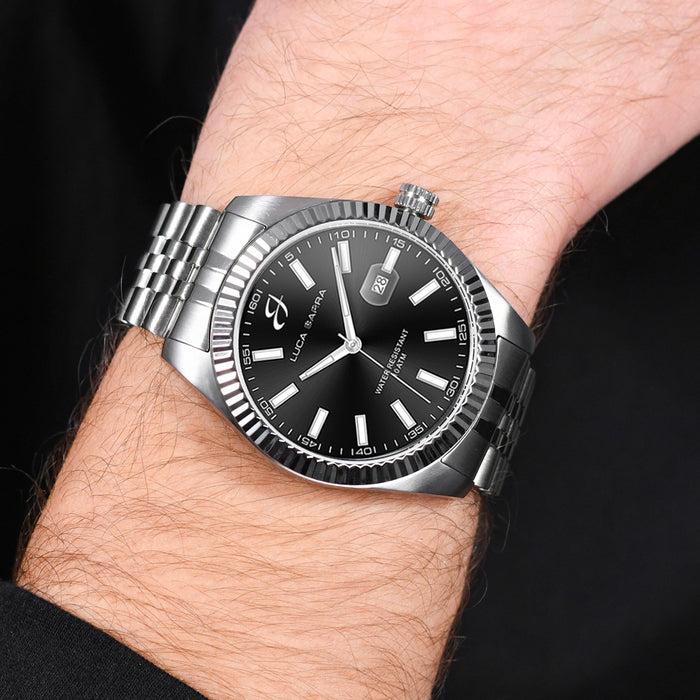 MEN'S STEEL WATCH WITH KNURLED BEZEL