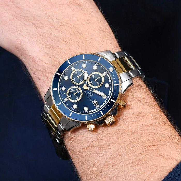 MEN'S WATCH IN STEEL AND IP GOLD WITH BLUE DIAL