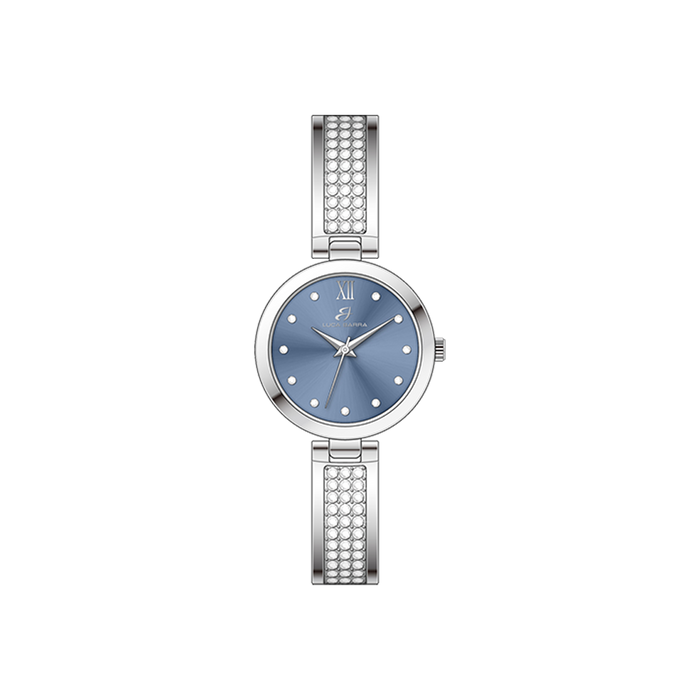 WOMEN'S STEEL WATCH WITH CRYSTALS AND LIGHT BLUE DIAL