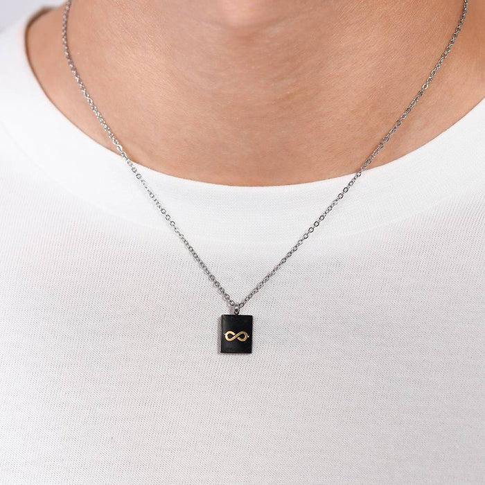 MEN'S NECKLACE IN STEEL PLATE WITH INFINITY