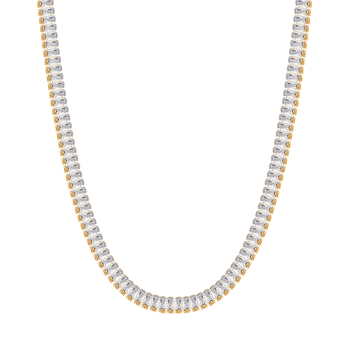 WOMEN'S TENNIS NECKLACE IN STEEL WITH WHITE BAGUETTE CRYSTALS