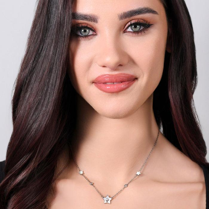 COLLANA DONNA IN ACCIAIO STELLE E ZIRCONI