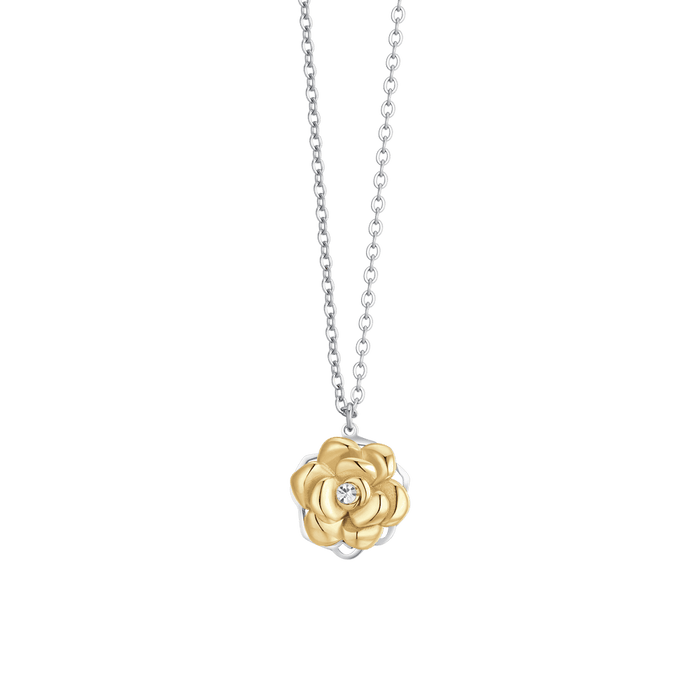 COLLIER ROTARY EN ACIER OR IP ROSE POUR FEMME