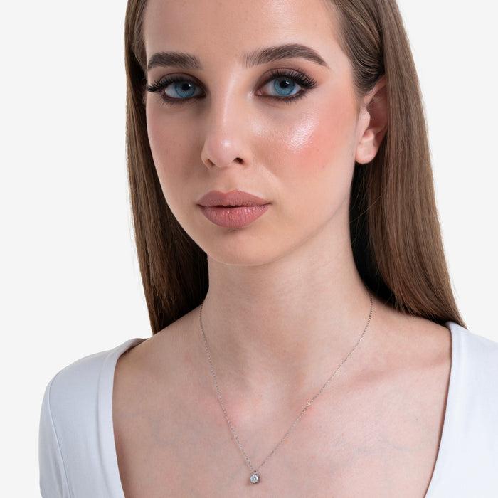 COLLANA DONNA IN ACCIAIO  CON CRISTALLO BIANCO