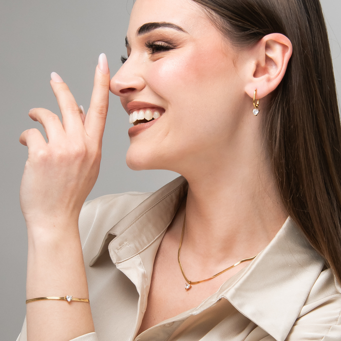 COLLANA DONNA IN ACCIAIO COLORE ORO CON ZIRCONE BIANCO