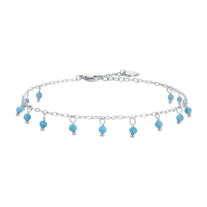 WOMEN'S STEEL ANKLET WITH TURQUOISE STONES