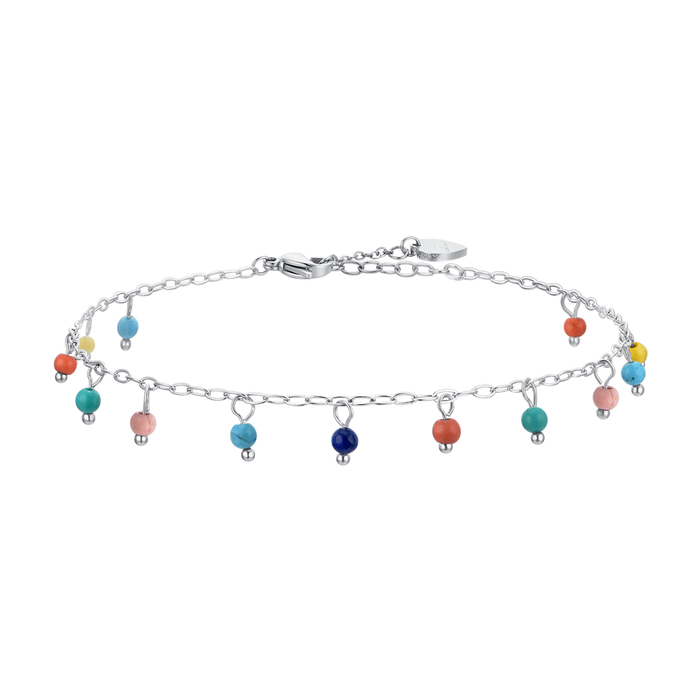 WOMEN'S STEEL ANKLET WITH MULTICOLOR STONES