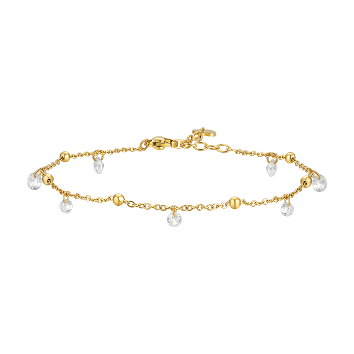 CAVIGLIERA DONNA IN ACCIAIO IP GOLD CON ZIRCONI BIANCHI