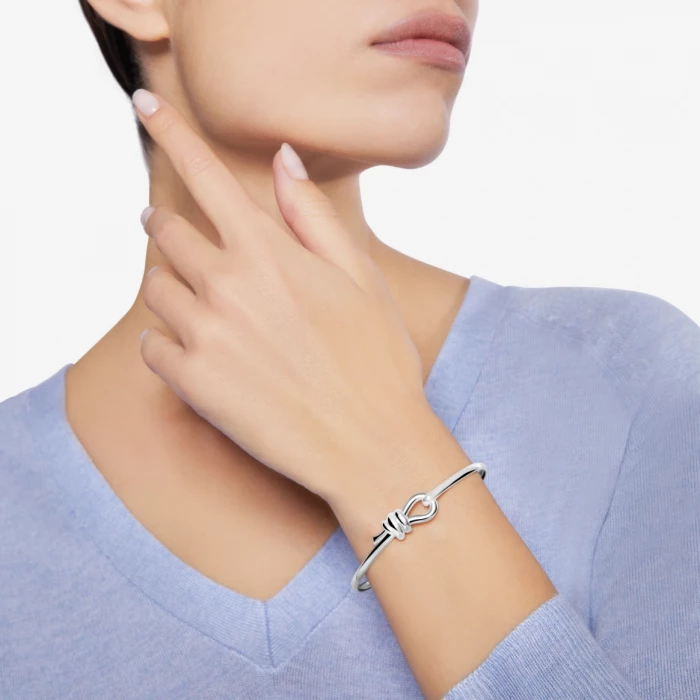 SILVER KNOT BANGLE BRACELET