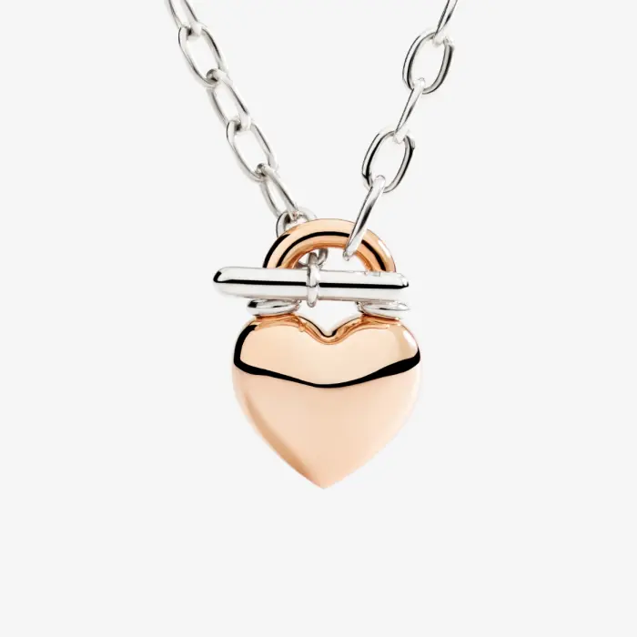 ROSE GOLD &amp; SILVER HEART NECKLACE