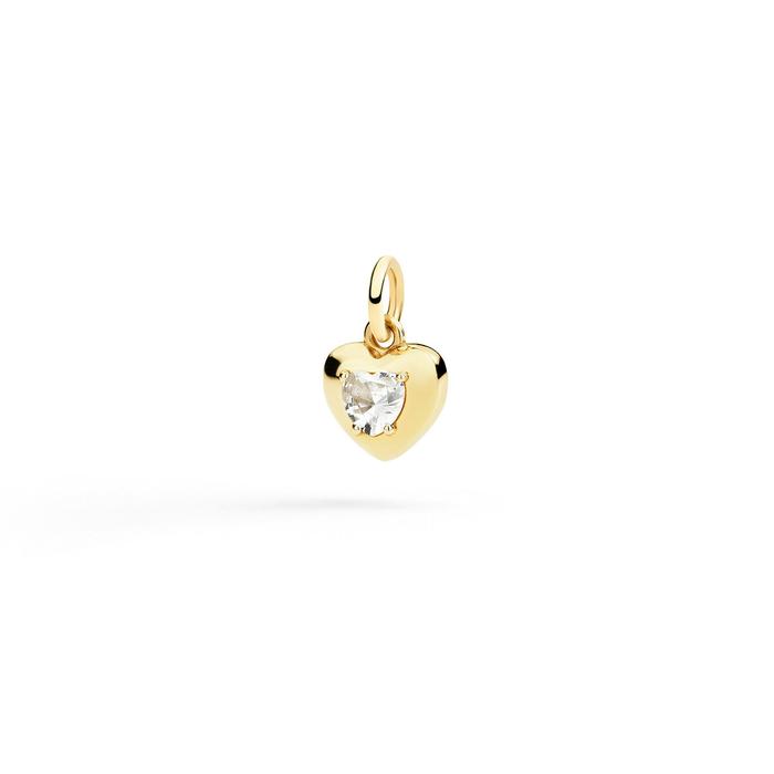 CIONDOLO CUORE ORO GIALLO & ZAFFIRO SINTETICO