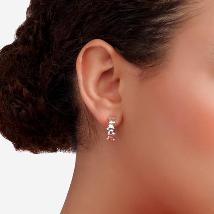 BOUCLES D'OREILLES CRÉOLES EN ARGENT EN FORME DE COEUR