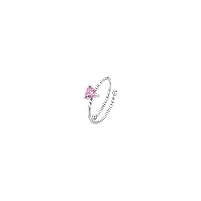 ANELLO BAMBINA IN ACCIAIO CON CUORE ZIRCONE ROSA