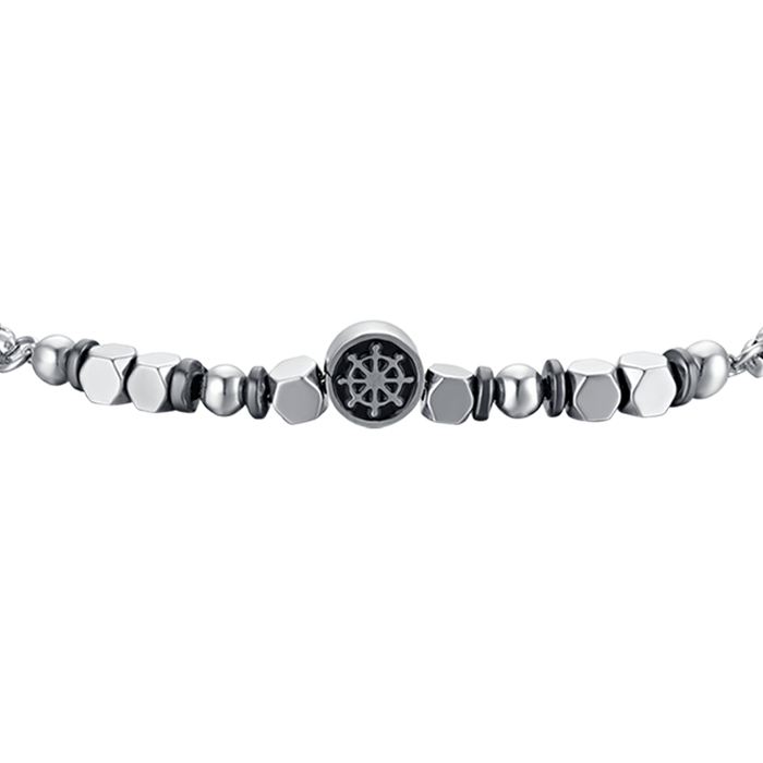 BRACELET ENFANT EN ACIER AVEC HÉMATITE GRISE ET GOUVERNAIL