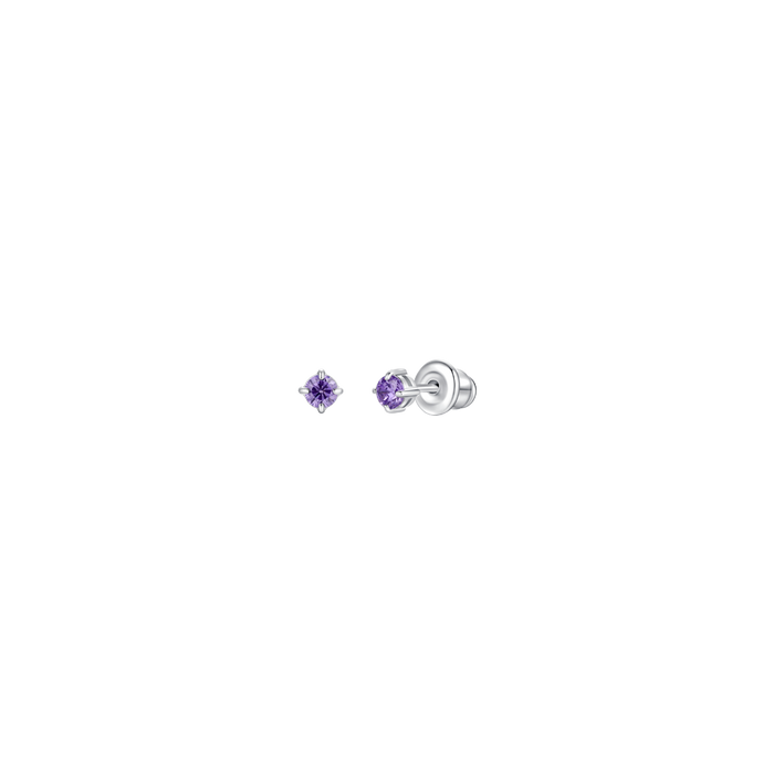 ORECCHINI BAMBINA IN ACCIAIO CON ZIRCONE VIOLA
