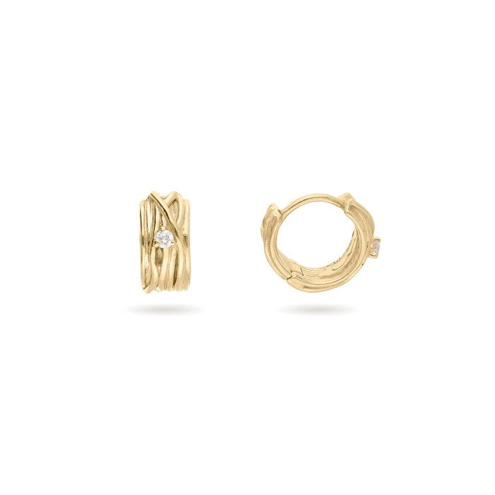 Boucles d'oreilles Filodellavita Mini en or blanc rose jaune 9 carats et diamants blancs