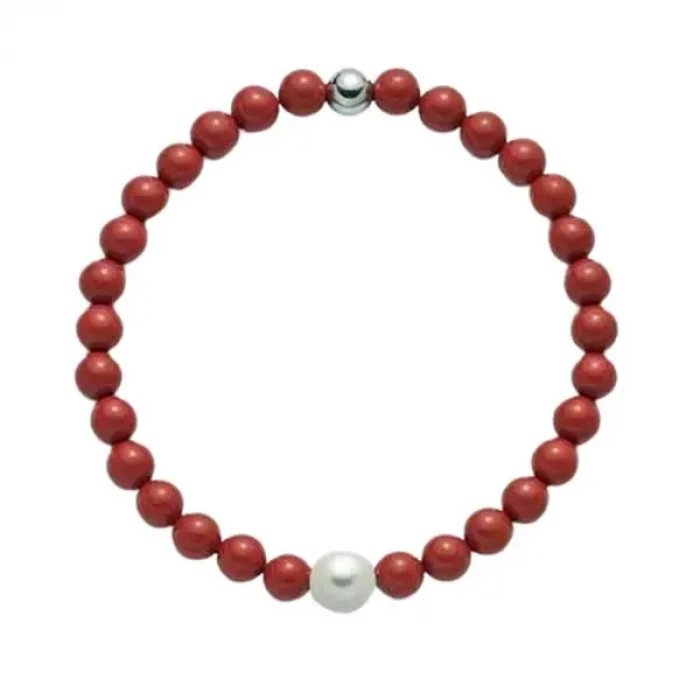 Bracelet en pâte de corail rouge