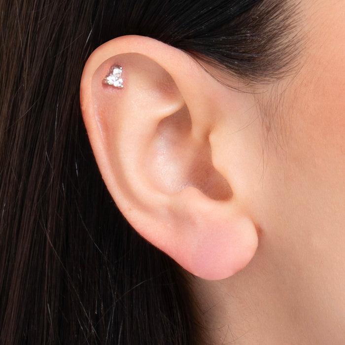 PIERCING ORECCHIO DONNA IN ACCIAIO CON ZIRCONI BIANCHI