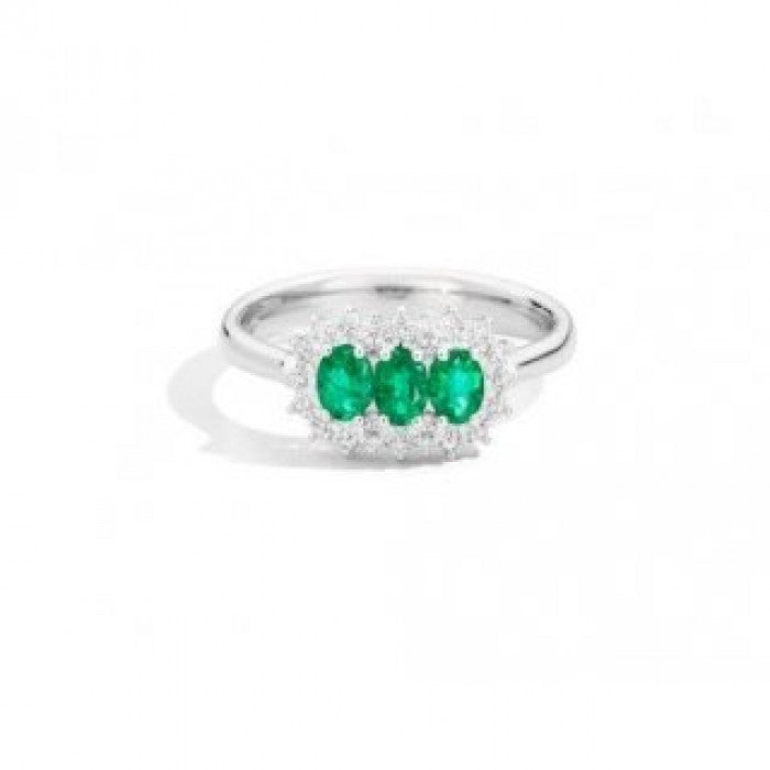 Anello camelia smeraldi 0.42 br 0.18
