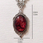 Steampunk Necklace Bloodstone Pendant - Victorian Gothic Silver Pendant - Vignette | Steampunk Store