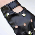 Guantes de cuero negros para mujer - Glam Rock - Vignette | Steampunk Store