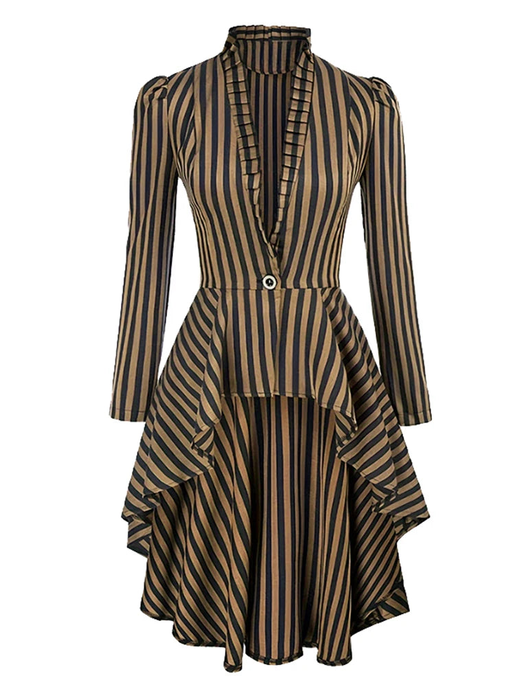 Manteau Léger Femme Steampunk — Rayé à encolure - Porte