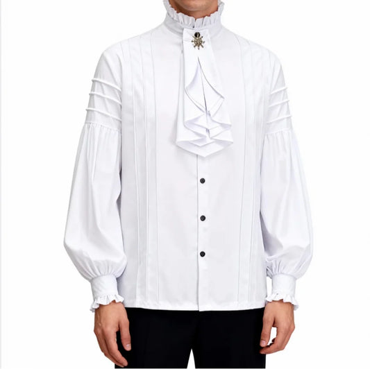 Chemise Victorienne Homme à Volants - Col Montant Dandy