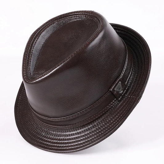Chapeau Fedora Cuir Homme — Gentleman à Bord Court