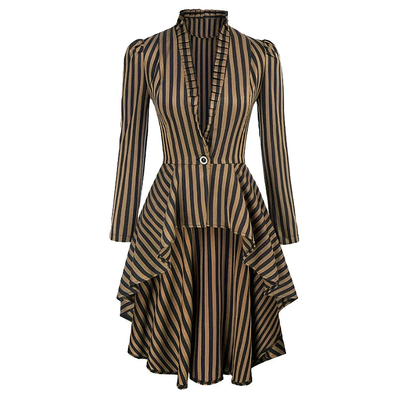 Manteau Léger Femme Steampunk — Rayé à encolure