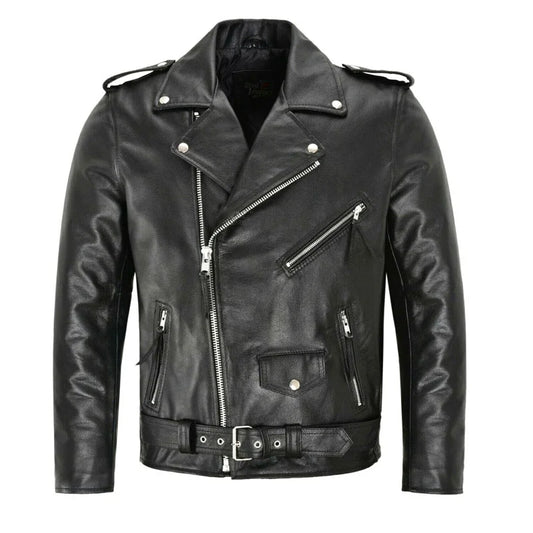 Veste de moto punk en cuir PU pour homme — Slim Fit