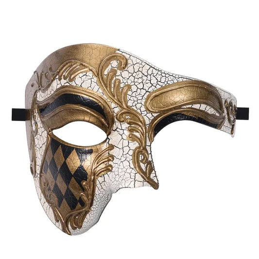 Masque de Fantôme Masculin de l’Opéra — demi-visage vénitien vintage
